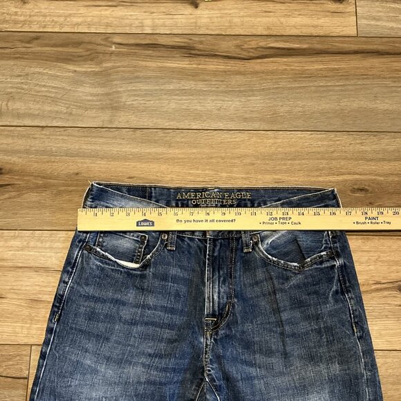 Men's American Eagle AE Original Straight Denim Jeans SZ 30x34 Blue Distressed - Picture 4 of 13